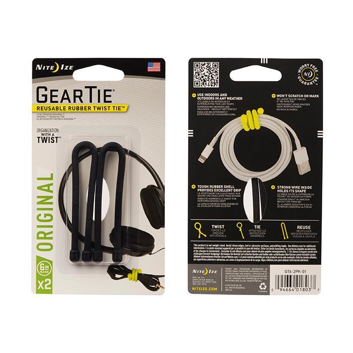NITE IZE-GEAR TIE - RESUABLE RUBBER-6 INCH-2 PACK