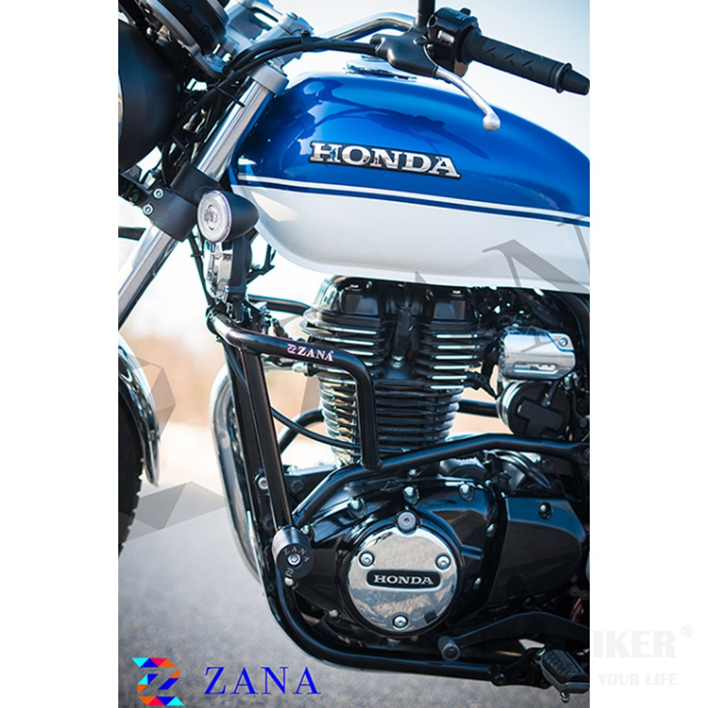 Zana Crash Guard with Sliders for Honda H'Ness - CB350-Glossy Black