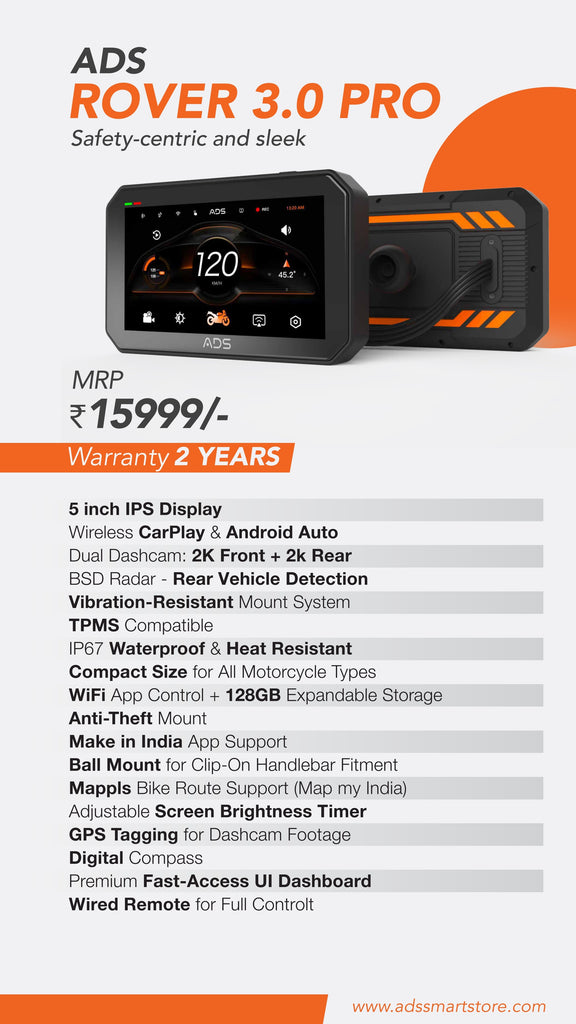 ADS Rover 3.0 Pro - 5" Motorcycle CarPlay