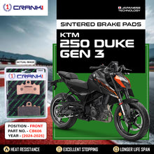 Load image into Gallery viewer, Sintered Brake Pads For KTM 250 Duke GEN-3 (2024-2025) - Front - CB606 - 1 Set - CRANK1