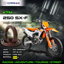 Load image into Gallery viewer, Fork Oil Seals Pair For KTM 250 SX-F (2021 Onwards) - CPF55-132 - CRANK1
