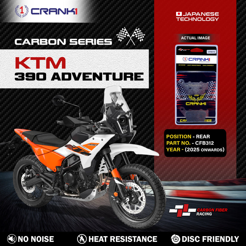 Carbon Brake Pads For KTM 390 Adventure (2025 Onwards) - Rear - CFB312 - 1 Set - CRANK1