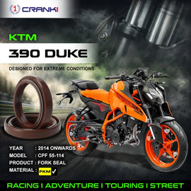 Fork Oil Seals Pair For KTM 390 Duke (2014 Onwards) - CPF55-114 - CRANK1