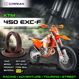 Fork Oil Seals Pair For KTM 450 EXC-F (2017-2020) - CPF55-132 - CRANK1