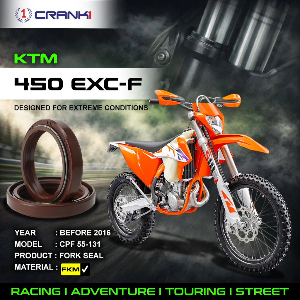Fork Oil Seals Pair For KTM 450 EXC-F (Before 2016) - CPF55-131 - CRANK1