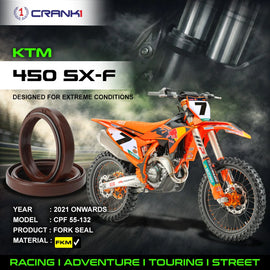 Fork Oil Seals Pair For KTM 450 SX-F (2021 Onwards) - CPF55-132 - CRANK1