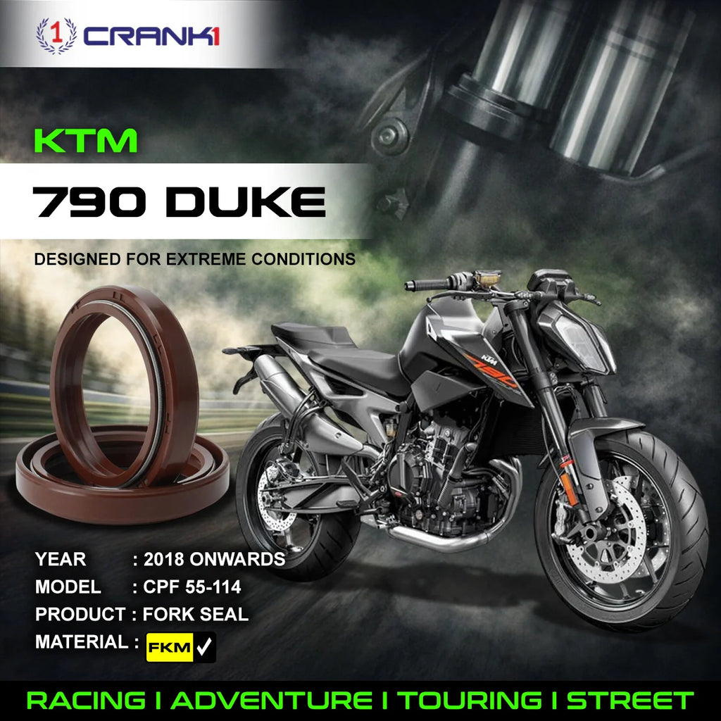 Fork Oil Seals Pair For KTM 790 Duke (2018 Onwards) - CPF55-114 - CRANK1