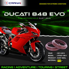 Fork Dust Seals Pair For Ducati 848 EVO (2011-2013) - CPD57-108-1 - CRANK1