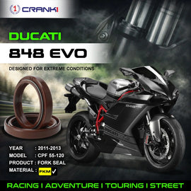 Fork Oil Seals Pair For Ducati 848 EVO (2011-2013) - CPF55-120 - CRANK1