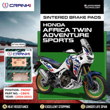 Load image into Gallery viewer, Sintered  Brake Pads For Honda Africa Twin Adventure Sports (2020-2022) - Front - CB976 - 2 Sets - CRANK1