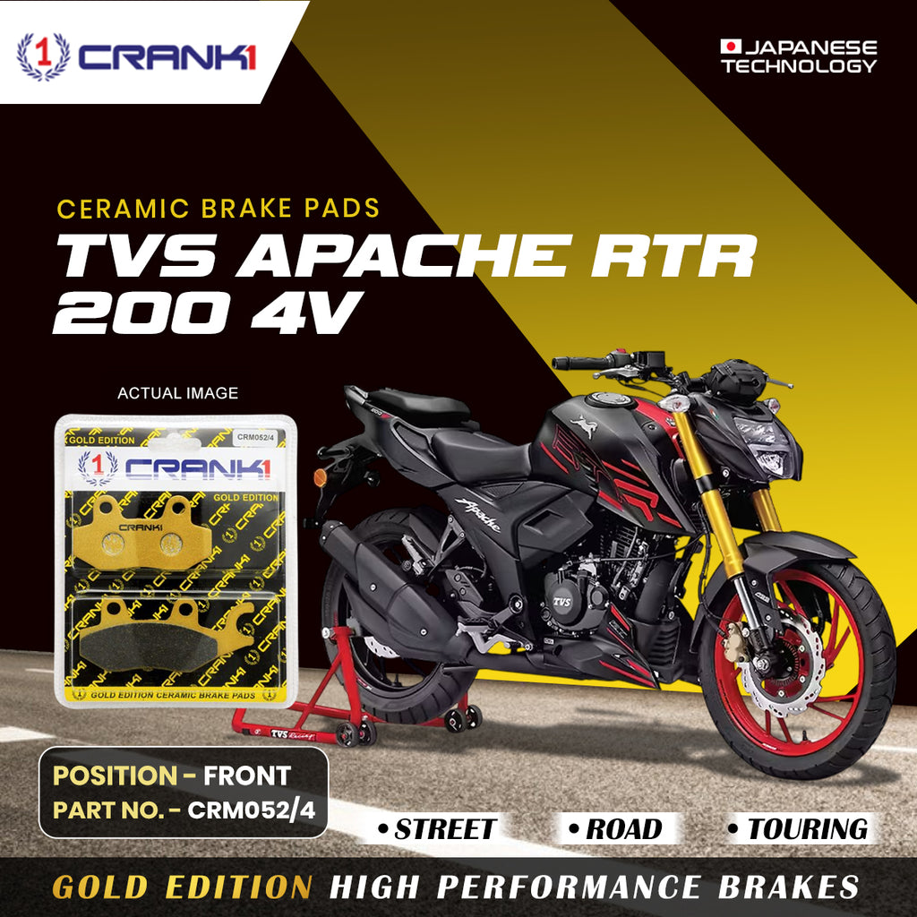 Ceramic Brake Pad For TVS Apache RTR 200 4V - Front - CRM052/4 - 1 Set - Crank1
