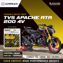 Load image into Gallery viewer, Ceramic Brake Pad For TVS Apache RTR 200 4V - Front - CRM052/4 - 1 Set - Crank1