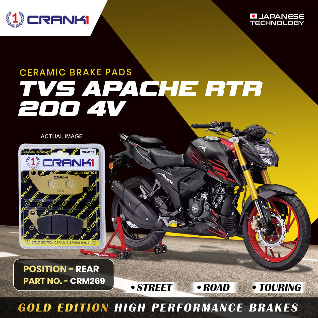 Ceramic Brake Pad For TVS Apache RTR 200 4V - Rear - CRM269 - 1 Set - CRANK1