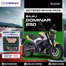 Load image into Gallery viewer, Sintered Brake Pads For Bajaj Dominar 250 - Rear - CB312 - 1 Set  - CRANK1