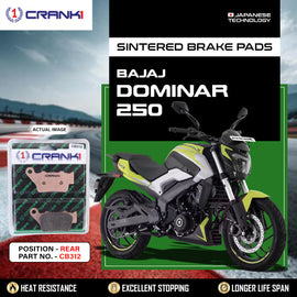Sintered Brake Pads For Bajaj Dominar 250 - Rear - CB312 - 1 Set  - CRANK1