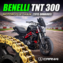 Load image into Gallery viewer, Chain For Benelli TNT 300 (2015 Onwards) - 525 Pitch x 108 Links Gold (ZVMX) - CRANK1
