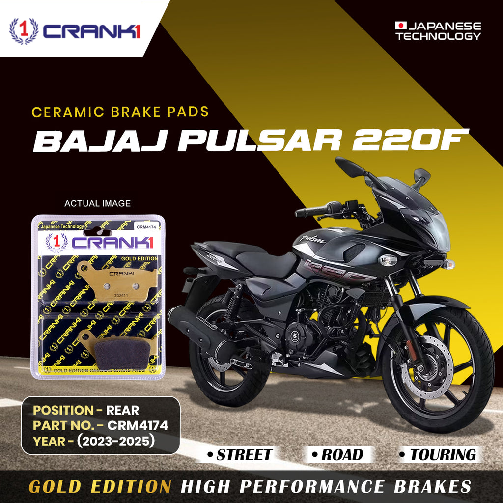 Ceramic Brake Pad For Bajaj Pulsar 220F (2023-2025) - Rear - CRM4174 - 1 Set - CRANK1