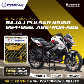 Ceramic Brake Pad For Bajaj Pulsar NS-160 BS4+BS6,ABS+NON-ABS (2017-2025) - Front - CRM479 - 1 Set - Crank1