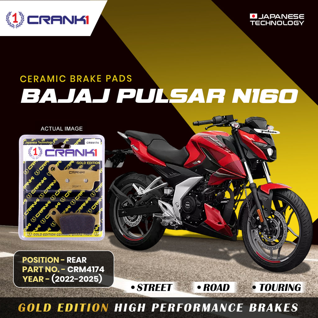 Ceramic Brake Pad For Bajaj Pulsar N160 (2022-2025) - Rear - CRM4174 - 1 Set - CRANK1