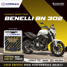 Load image into Gallery viewer, Ceramic Brake Pad For Benelli BN 302 - Rear - CRM371 - 1 Set - Crank1