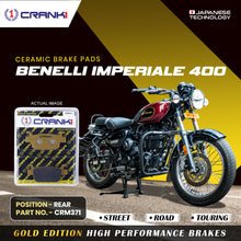 Load image into Gallery viewer, Ceramic Brake Pad For Benelli Imperiale 400 - Rear - CRM371 - 1 Set - Crank1