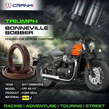 Load image into Gallery viewer, Fork Oil Seals Pair For Triumph Bonneville Bobber (2017 Onwards) - CPF55-117 - CRANK1