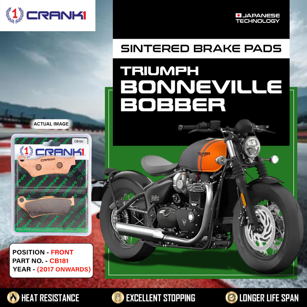Sintered Brake Pads For Triumph Bonneville Bobber (2017 Onwards) - Front - CB181 - 2 Sets Required - CRANK1
