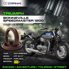 Load image into Gallery viewer, Fork Oil Seals Pair For Triumph Bonneville Speedmaster 1200 (2018 Onwards) - CPF55-117 - CRANK1