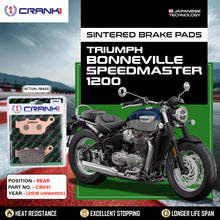 Load image into Gallery viewer, Sintered Brake Pads For Triumph Bonneville Speedmaster 1200 (2018 Onwards) - Rear - CB041 - 1 Set - CRANK1