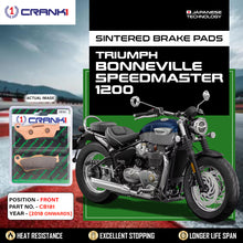 Load image into Gallery viewer, Sintered Brake Pads For Triumph Bonneville Speedmaster 1200 (2018 Onwards) - Front - CB181 - 2 Sets Required - CRANK1