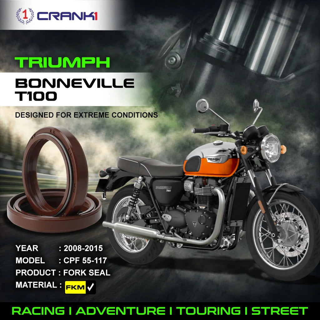 Fork Oil Seals Pair For Triumph Bonneville T100 (2008-2015) - CPF55-117 - CRANK1