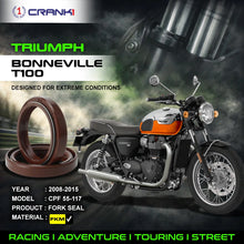 Load image into Gallery viewer, Fork Oil Seals Pair For Triumph Bonneville T100 (2008-2015) - CPF55-117 - CRANK1