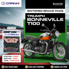 Load image into Gallery viewer, Sintered Brake Pads For Triumph Bonneville T100 (2008-2015) - Front - CB241 - 2 Sets Required - CRANK1