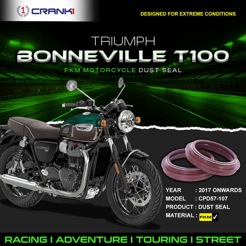 Fork Dust Seals Pair For Triumph Bonneville T100 (2017 Onwards) - CPD57-107 - CRANK1