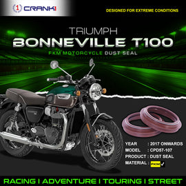 Fork Dust Seals Pair For Triumph Bonneville T100 (2017 Onwards) - CPD57-107 - CRANK1