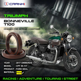 Fork Oil Seals Pair For Triumph Bonneville T100 (2017 Onwards) - CPF55-117 - CRANK1