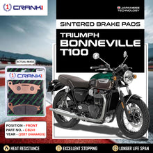 Load image into Gallery viewer, Sintered Brake Pads For Triumph Bonneville T100 (2017 Onwards) - Front - CB241 - 1 Set - CRANK1