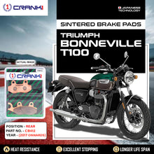 Load image into Gallery viewer, Sintered Brake Pads Triumph Bonneville T100 (2017 Onwards) - Rear - CB412 - 1 Set - CRANK1