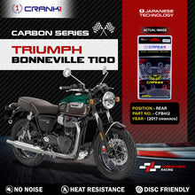Load image into Gallery viewer, Carbon Brake Pads For Triumph Bonneville T100 (2017 Onwards) - Rear - CFB412 - 1 Set - CRANK1