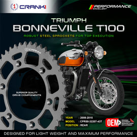 Sprocket For Triumph Bonneville T100 (2008-2015) - Rear - CPR50-32207-43T - CRANK1
