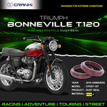Load image into Gallery viewer, Fork Dust Seals Pair For Triumph Bonneville T120 (2016 Onwards) - CPD57-107 - CRANK1