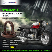 Load image into Gallery viewer, Fork Oil Seals Pair For Triumph Bonneville T120 (2016 Onwards) - CPF55-117 - CRANK1