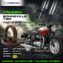 Fork Oil Seals Pair For Triumph Bonneville T120 (2016 Onwards) - CPF55-117 - CRANK1