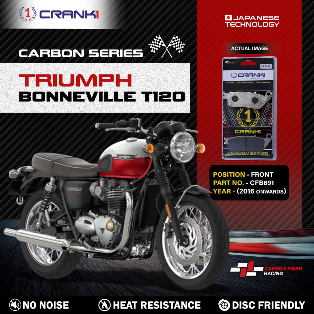 Carbon Brake Pads For Triumph Bonneville T120 (2016 Onwards) - Front - CFB691 - 1 Set - CRANK1