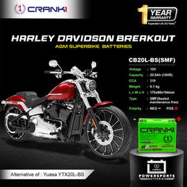 Battery For Harley Davidson Breakout (2015-2025) - CB20L-BS - Factory Activated - CRANK1