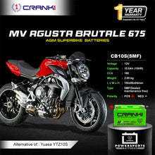Load image into Gallery viewer, Battery For MV Agusta Brutale 675 (2006-2009) - CB10S - Factory Activated - CRANK1
