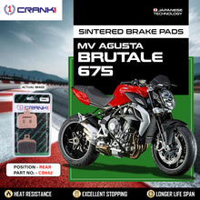 Load image into Gallery viewer, Sintered Brake Pads For MV Agusta Brutale 675 - Rear - CB662 - 1 Set - CRANK1
