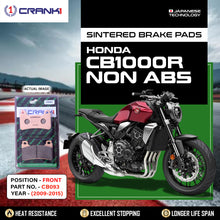 Load image into Gallery viewer, Sintered Brake Pads For Honda CB1000R NON ABS (2009-2015) - Front - CB093 - 2 Sets Required - CRANK1