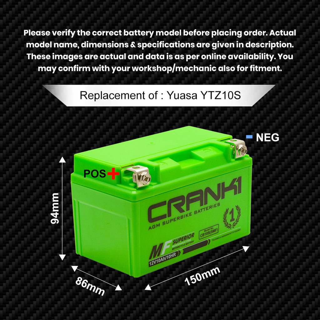 Battery For BMW S 1000 R HP4 (2013 Onwards) - CB10S - Factory Activated - CRANK1