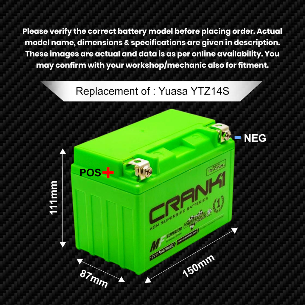 Battery For Yamaha VMAX (2009-2020) - CB14S - Factory Activated - CRANK1